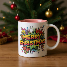 クリスマス ポップアート コミック エクスプロード ツートーンマグカップ