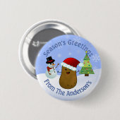 クリスマス・ポテト・シーズンの挨拶パーソナライズされた 缶バッジ (正面&裏面)