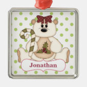 クリスマス・ポーラーパーソナライズされたベア メタルオーナメント (正面)