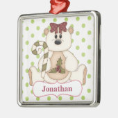 クリスマス・ポーラーパーソナライズされたベア メタルオーナメント (左)