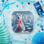 クリスマス・ポーラー・クマとハート ペーパープレート (パーティー)