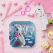 クリスマス・ポーラー・クマとハート ペーパープレート (パーティー)