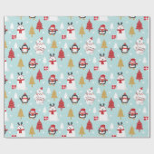 クリスマス・ポーラー・ベアーズとペンギン ラッピングペーパー (フラット)