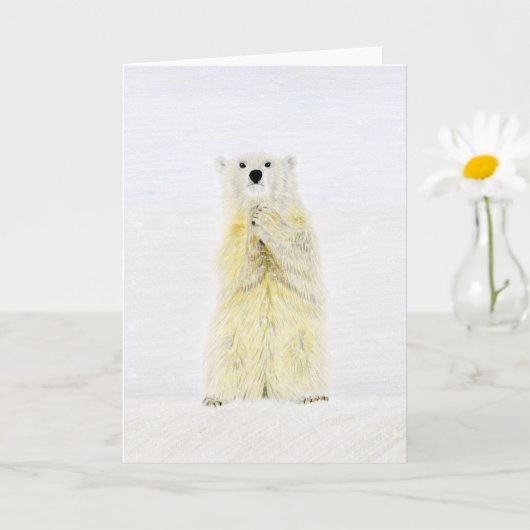 クリスマス・ポーラー・ベア カード (小さな植物)