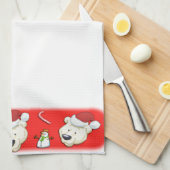 クリスマス・ポーラー・ベア キッチンタオル (四つ折り)