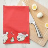 クリスマス・ポーラー・ベア キッチンタオル (四つ折り)