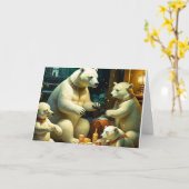 クリスマス・ポーラー・ベア・ギフト カード (黄色い花)