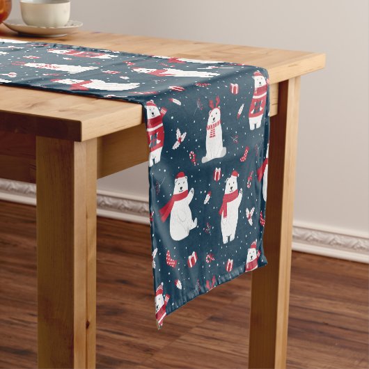 クリスマス・ポーラー・ベア ショートテーブルランナー (インサイチュ)