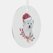 クリスマス・ポーラー・ベア メタルオーナメント (正面右)