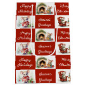 クリスマス マウス デザイン ミディアムペーパーバッグ (裏面)