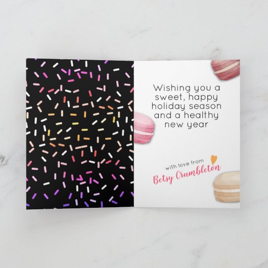 クリスマス・マカロンCookieふりかけるベーキング シーズンカード (内部)