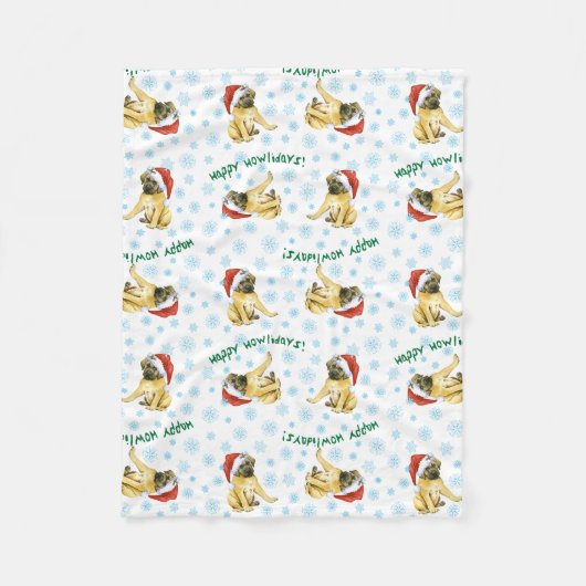クリスマス・マスティフ フリースブランケット (正面)