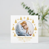 クリスマス ママと一緒に楽しいホワイトゴールドフォト 招待状 (スタンド正面)