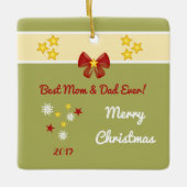 クリスマス・ママパパ写真 セラミックオーナメント (正面)