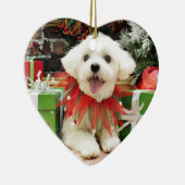 クリスマス-マルチーズ- Miley セラミックオーナメント (右)