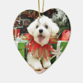 クリスマス-マルチーズ- Miley セラミックオーナメント (左)