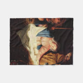 クリスマス・マンジャーのシーン フリースブランケット (正面(横))