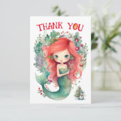 クリスマス・マーメイドの誕生日お礼のカードです サンキューカード (スタンド正面)