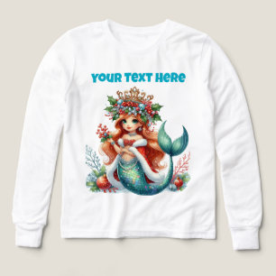 クリスマス マーメイド ガールズ トリブレンドTシャツ – 編集可能