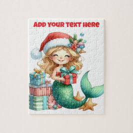 クリスマス マーメイド キッズ パズル - 名前入りギフト