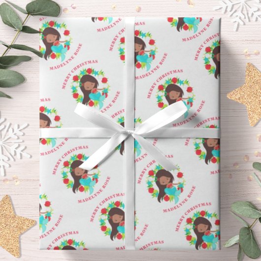 クリスマス マーメイド シェル 名前入り ラッピングペーパー