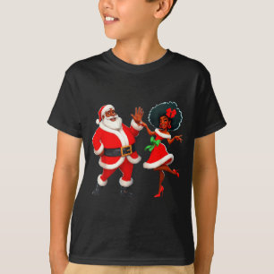 クリスマス ミスターサンタ ミセスクラウス ダンシング アフリカ系アメリカ人 Tシャツ