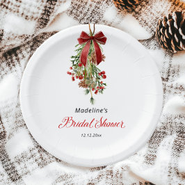 クリスマス ミストルート 赤いリボン ウェディングシャワー ペーパープレート