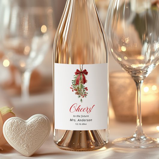 クリスマス ミストルート 赤いリボン ウェディングシャワー ワインラベル