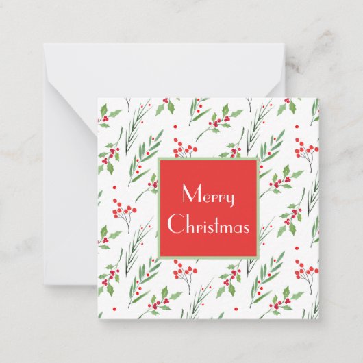 クリスマス ミックス ボタニカル パターン カッティング ボード ノートカード (正面)