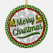 クリスマス – ミッドセンチュリーモダンシェイプ セラミックオーナメント (正面)