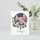 クリスマス ミニマリスト リース フォト ポストカード (スタンド正面)