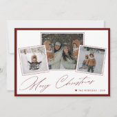 クリスマス ミニマル スクリプト 3 枚の写真 コラージュ 赤 (正面)