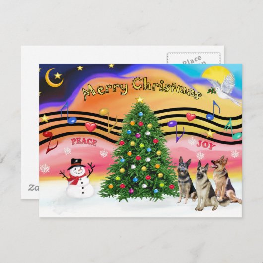 クリスマス·ミュージック2 -ドイツの羊飼い(3人) シーズンポストカード (正面/裏面)
