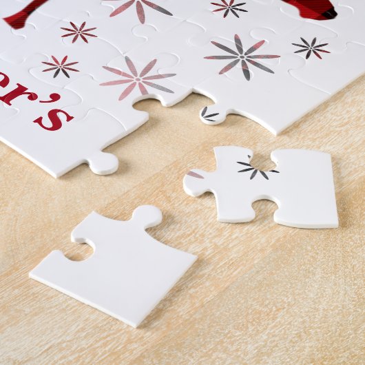 クリスマス・ムース、鹿、エルク、トナカイ、赤い小惑星 ジグソーパズル (側面)