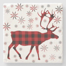 クリスマス・ムース、鹿、エルク、トナカイ、赤い小惑星 ストーンコースター