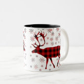 クリスマス・ムース、鹿、エルク、トナカイ、赤い小惑星 ツートーンマグカップ (正面右)