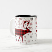 クリスマス・ムース、鹿、エルク、トナカイ、赤い小惑星 ツートーンマグカップ (正面左)