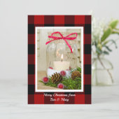 クリスマス・メイスンの瓶に松のロウソク シーズンカード (スタンド正面)