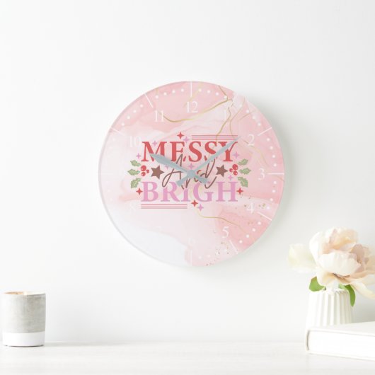 クリスマス・メチャクチャで明るい ラージ壁時計 (ホーム)
