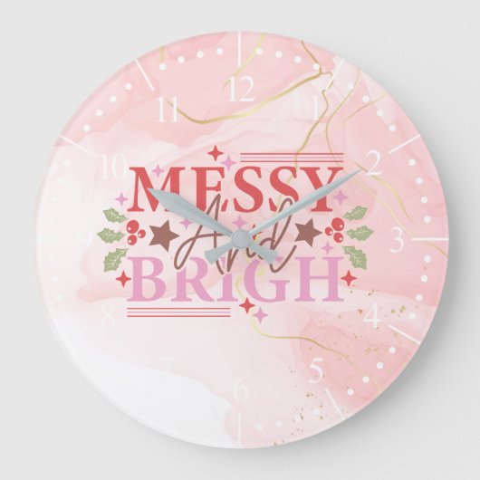 クリスマス・メチャクチャで明るい ラージ壁時計 (正面)