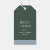 クリスマス メッセージ グリーン+ライトブルー ギフトタグ (正面)