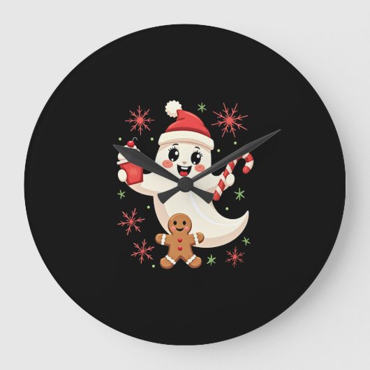 クリスマス メリークリスマス ギフト クリスマスの幽霊 ラージ壁時計 (正面)