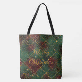 クリスマス, メリークリスマス, ゴールド レッド グリーン パターン トートバッグ