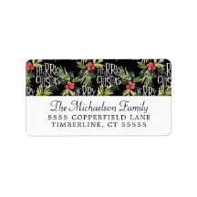 クリスマス |メリークリスマス – ホリーブラックパターン