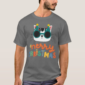 クリスマス メリークリスマス 笑う 猫 Tシャツ