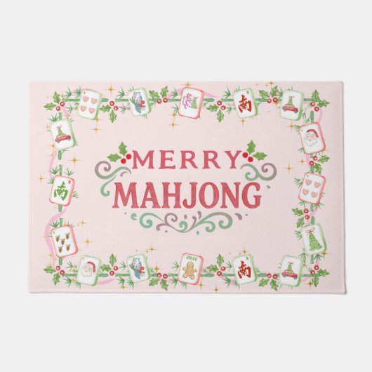 クリスマス メリー麻雀 ドアマット (正面)