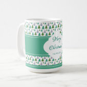 クリスマス メリー クリスマスツリー 青 緑 コーヒーマグカップ (正面左)