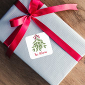 クリスマス メリー ミストルテオ ホリデー グリーンハーブの葉 スクエアシール