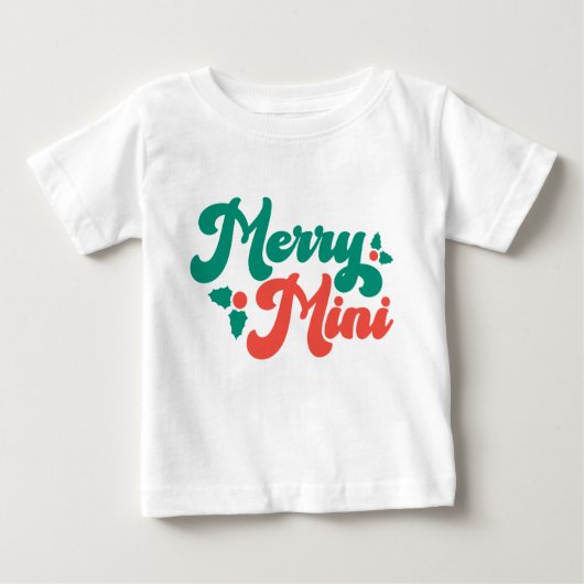 クリスマス メリー ミニ かわいい モダン タイポグラフィ スクリプト ベビーTシャツ (正面)