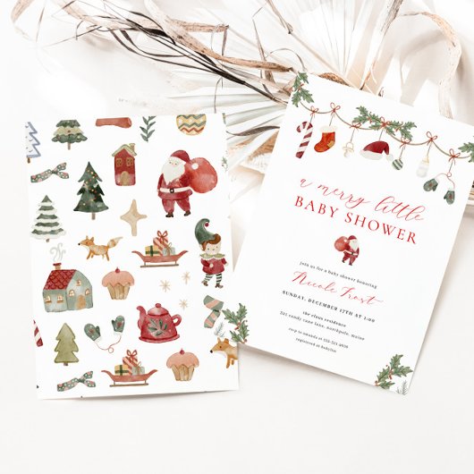 クリスマス メリー リトル ベイビー シャワーのご招待 招待状